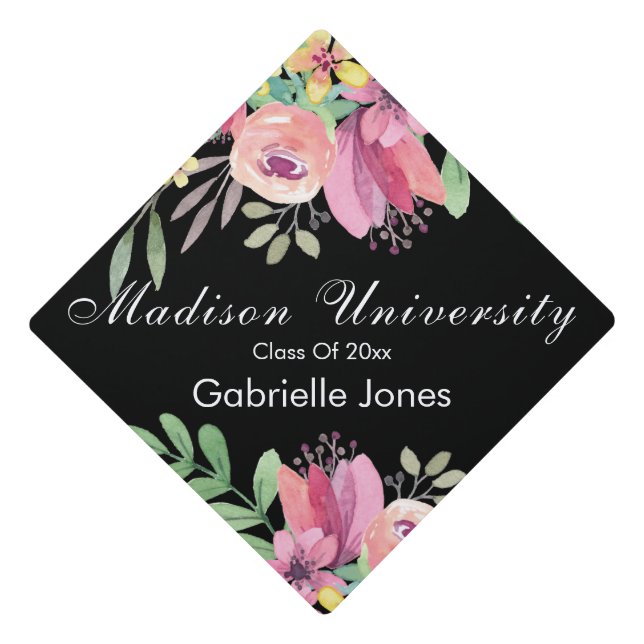 Toque De Diplômé Pays Moderne Floral Graduation Cap Topper (Devant)
