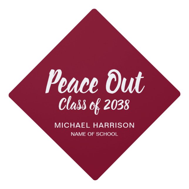 Toque De Diplômé Peace Out Rouge Bourgogne (Devant)