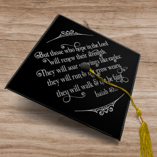 Toque De Diplômé Pelle d'argent moderne Bible chrétienne Verse Isaï