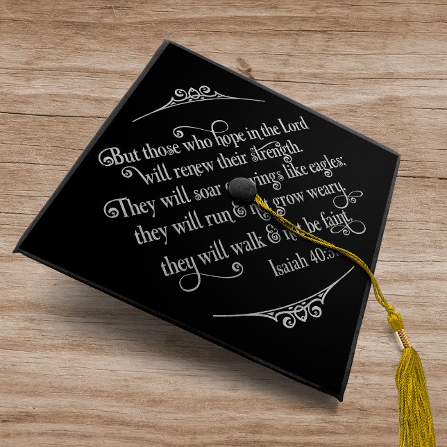 Toque De Diplômé Pelle d'argent moderne Bible chrétienne Verse Isaï (Créateur téléchargé)