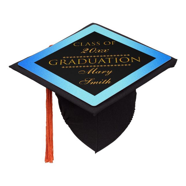 Toque De Diplômé Personnaliser simple moderne Gold Blue Sky (Incliné)