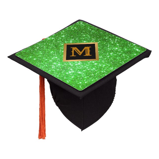 Toque De Diplômé Personnaliser tendance Parties scintillant verte G (Incliné)