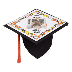 Toque De Diplômé Photo florale orange Classe de graduation 2020