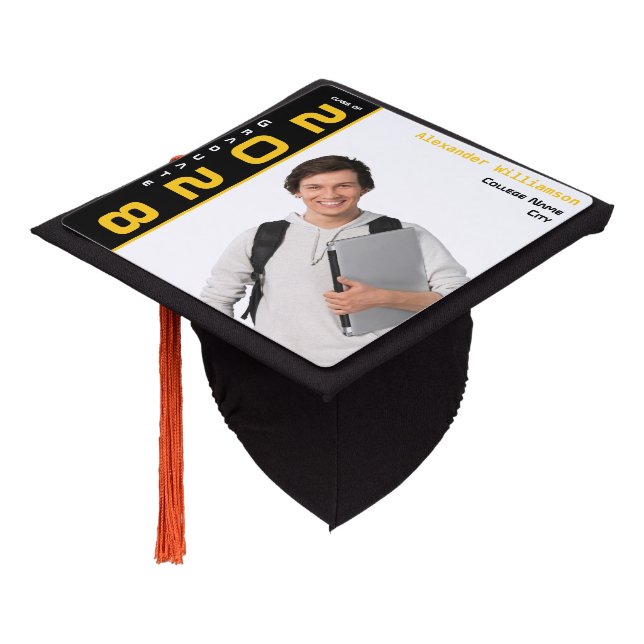 Toque De Diplômé Photo moderne Gold Black Graduation (Incliné)