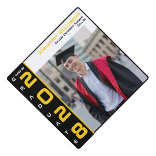 Toque De Diplômé Photo moderne noir jaune blanc