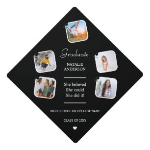 Toque De Diplômé Photographie de graduation moderne noire et blanch