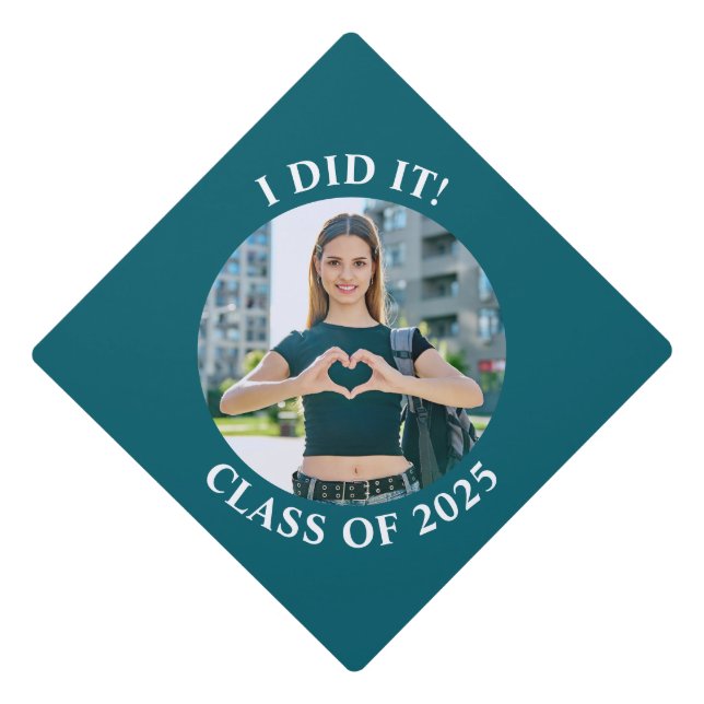 Toque De Diplômé Photographie de l'école Dark Turquoise et White Ci (Devant)