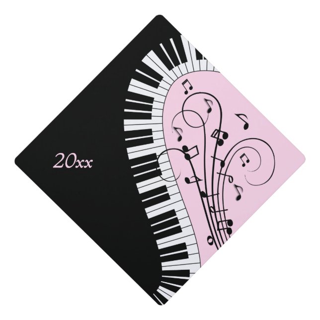 Toque De Diplômé Piano Clavier Noir & Blanc Design Musique Rose Ann (Devant)