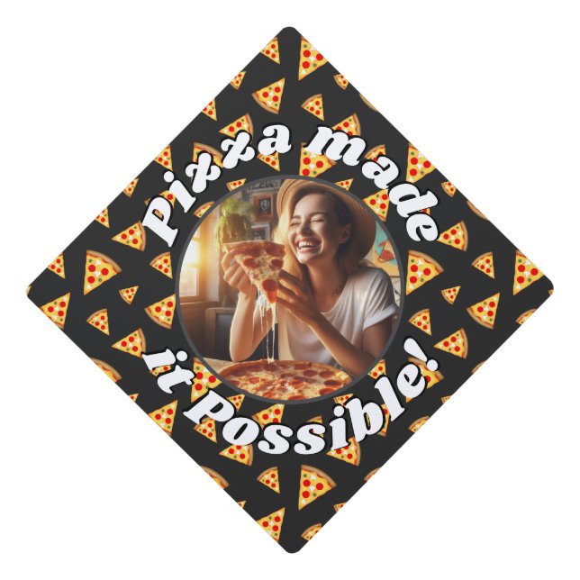 Toque De Diplômé Pizza rendu possible Photo personnalisée gris fonc (Devant)