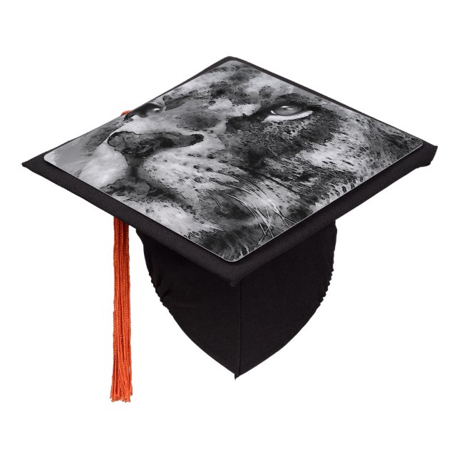 Toque De Diplômé Placid Lion Face Argent (Incliné)