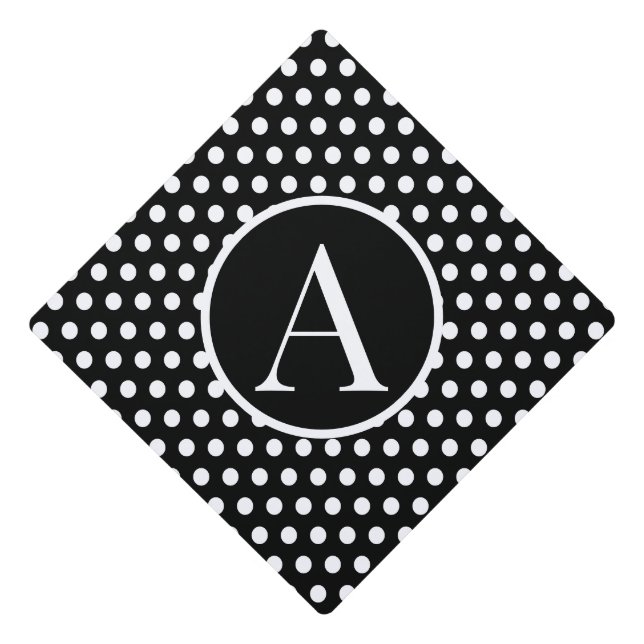Toque De Diplômé Point Polka de la lettre initiale personnalisée (Devant)