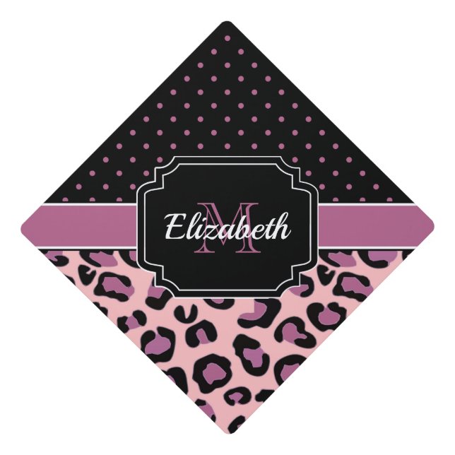 Toque De Diplômé Points et Empreintes de léopard (Devant)