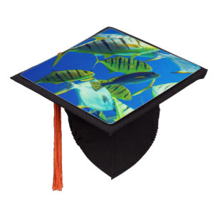 Toque De Diplômé Poisson marin jaune avec rayures noires