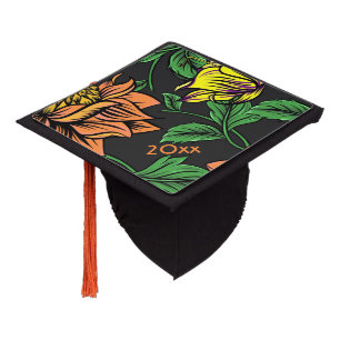 Toque De Diplômé Pop Fleurs Lumineuses de l'Arrière - plan noir