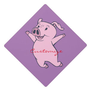 Toque De Diplômé Porc rose heureux sautant Thunder_Cove