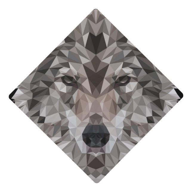 Toque De Diplômé Portrait géométrique Wolf Lone (Devant)