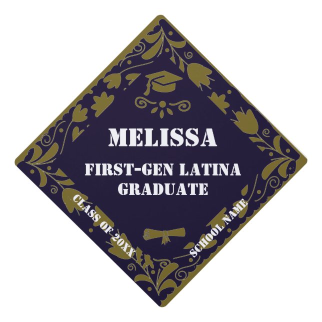 Toque De Diplômé Premier Gen Latina Graduate Papel Picado Espagnol (Devant)