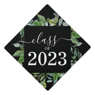 Toque De Diplômé Promotion 2023 Feuilles Botaniques Vertes 