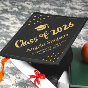 Toque De Diplômé Promotion 2026 Gold Brush Script Superbe Décoratio