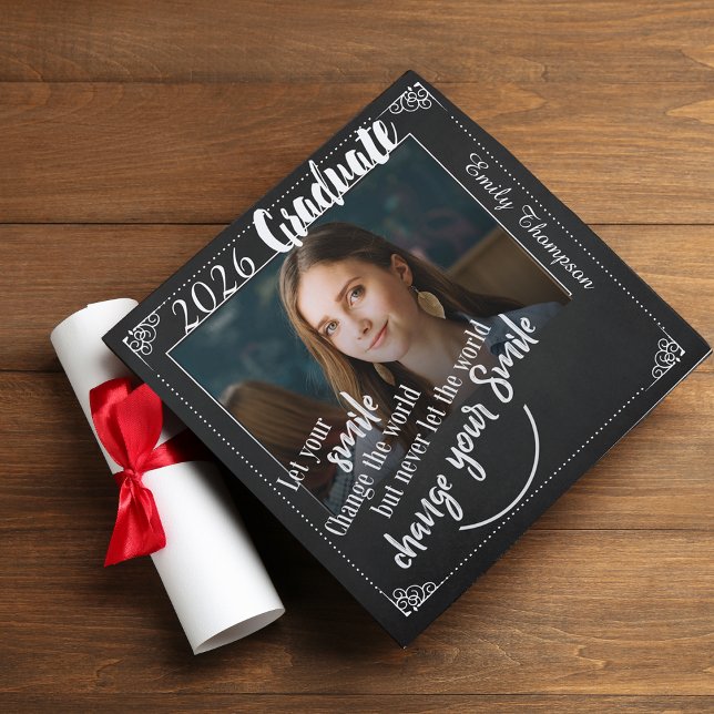 Toque De Diplômé Promotion 2026 Photo Personnalisée (Class of 2026 Personalized Photo Graduation Cap Topper with Name & Inspirational Quote)