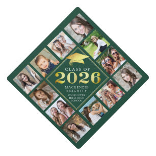 Toque De Diplômé Promotion 2026 Vert Or 12 Collage de photos
