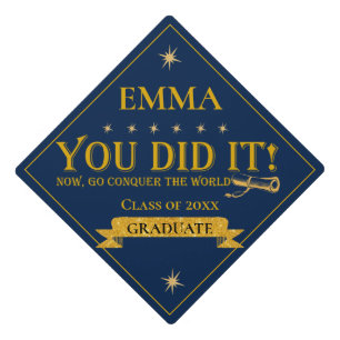 Toque De Diplômé Promotion 2026 Vous avez réussi Bleu marine et Or