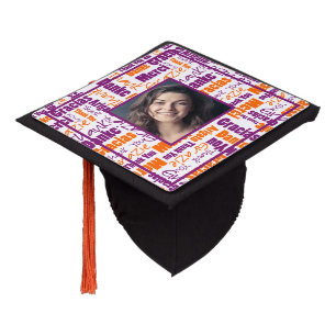 Toque De Diplômé Purple Orange Merci multilingue Photo personnalis