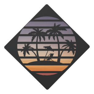 Toque De Diplômé quatre palmiers au coucher du soleil en T-shirt