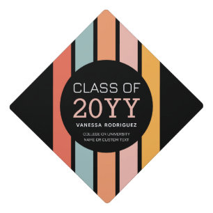 Toque De Diplômé Rayures colorées rétro Personnalisées