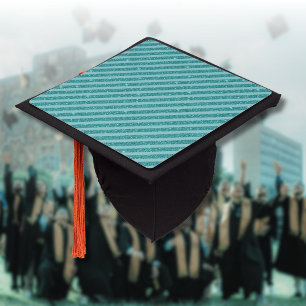Toque De Diplômé Rayures horizontales de style pailleté vert cyan