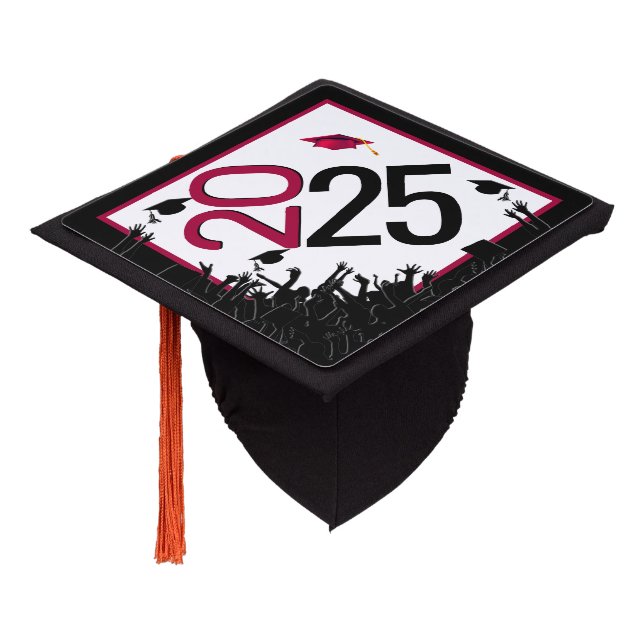 Toque De Diplômé Red et Black 2025 Graduation (Incliné)