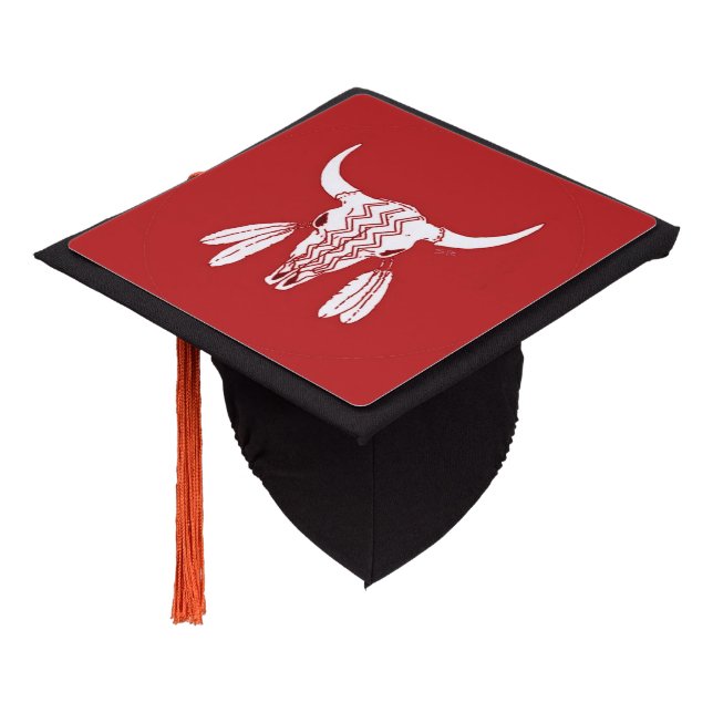 Toque De Diplômé Red Ghost Dance Buffalo bouchon de graduation (Incliné)