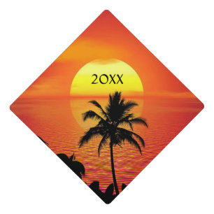 Toque De Diplômé Red Sun Tropical Palm Beach