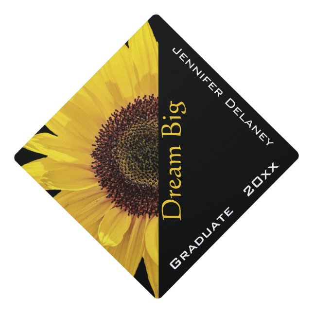 Toque De Diplômé Rêve moderne Big Tournesol Jaune Personnalisé (Devant)