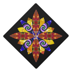Toque De Diplômé Rosace fractale radiante monogrammée de remise de