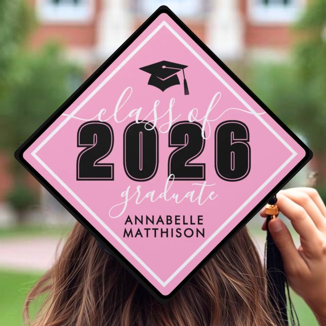 Toque De Diplômé Rose 2026 (Class Of 2025 Pink Graduation Cap Topper )
