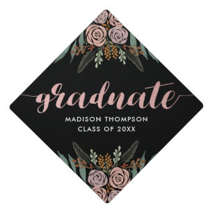 Toque De Diplômé Rose de script élégant Pastel Calligraphy
