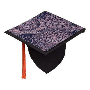 Toque De Diplômé Rose Gold Mandala Collection Blue Design