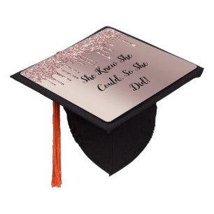 Toque De Diplômé Rose Gold Pailleté Dégoulinant Tendance Brillante
