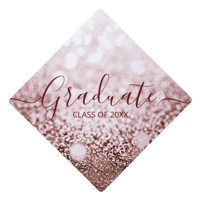 Toque De Diplômé Rose Gold Parties scintillant Bokeh (Devant)