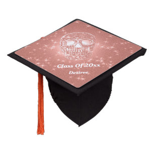 Toque De Diplômé Rose Gold Parties scintillant Crâne tête gothiqu