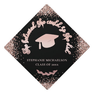 Toque De Diplômé Rose Gold Parties scintillant Noir Elle Croyait Po