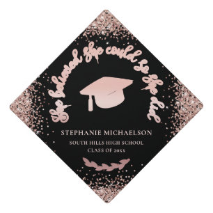Toque De Diplômé Rose Gold Parties scintillant Noir Elle Croyait Qu