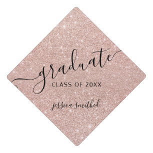 Toque De Diplômé rose or parties scintillant moderne chic typograph