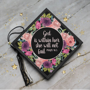 Toque De Diplômé Rose Pâle Violet Floral Noir Chrétien
