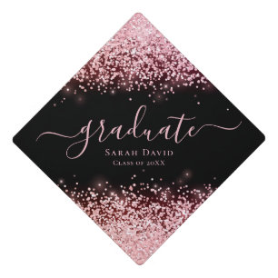 Toque De Diplômé Rose Parties scintillant or Élégante Typographie C