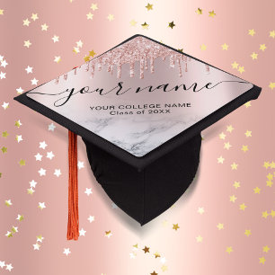 Toque De Diplômé Rose Parties scintillant or gouttes Élégante Typog