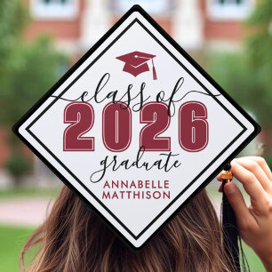 Toque De Diplômé Rouge Personnalisé