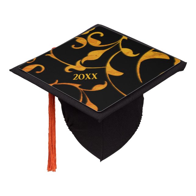 Toque De Diplômé Rouille à défilement et noir (Incliné)
