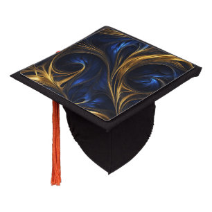 Toque De Diplômé Royal Blue Gold Abstrait Swirl